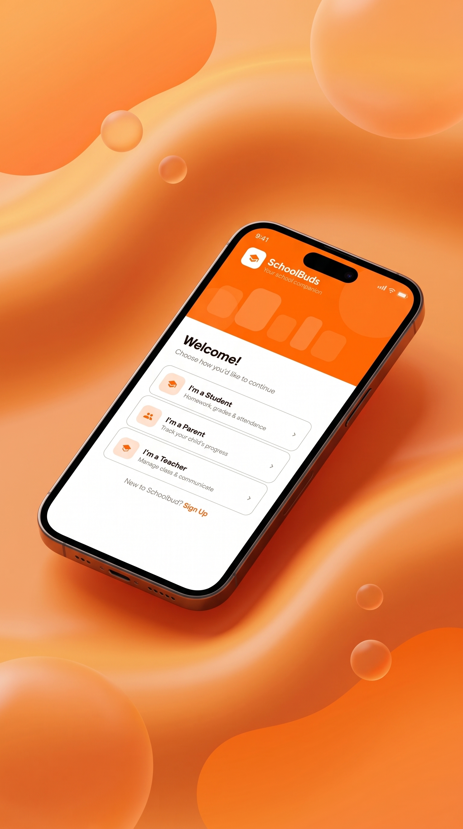 SchoolBuds Login Screen Mockup