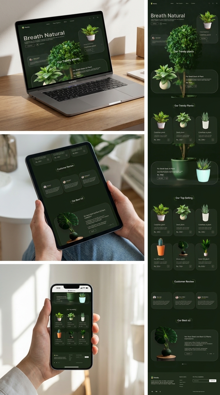 Planto landing page desktop design mockup