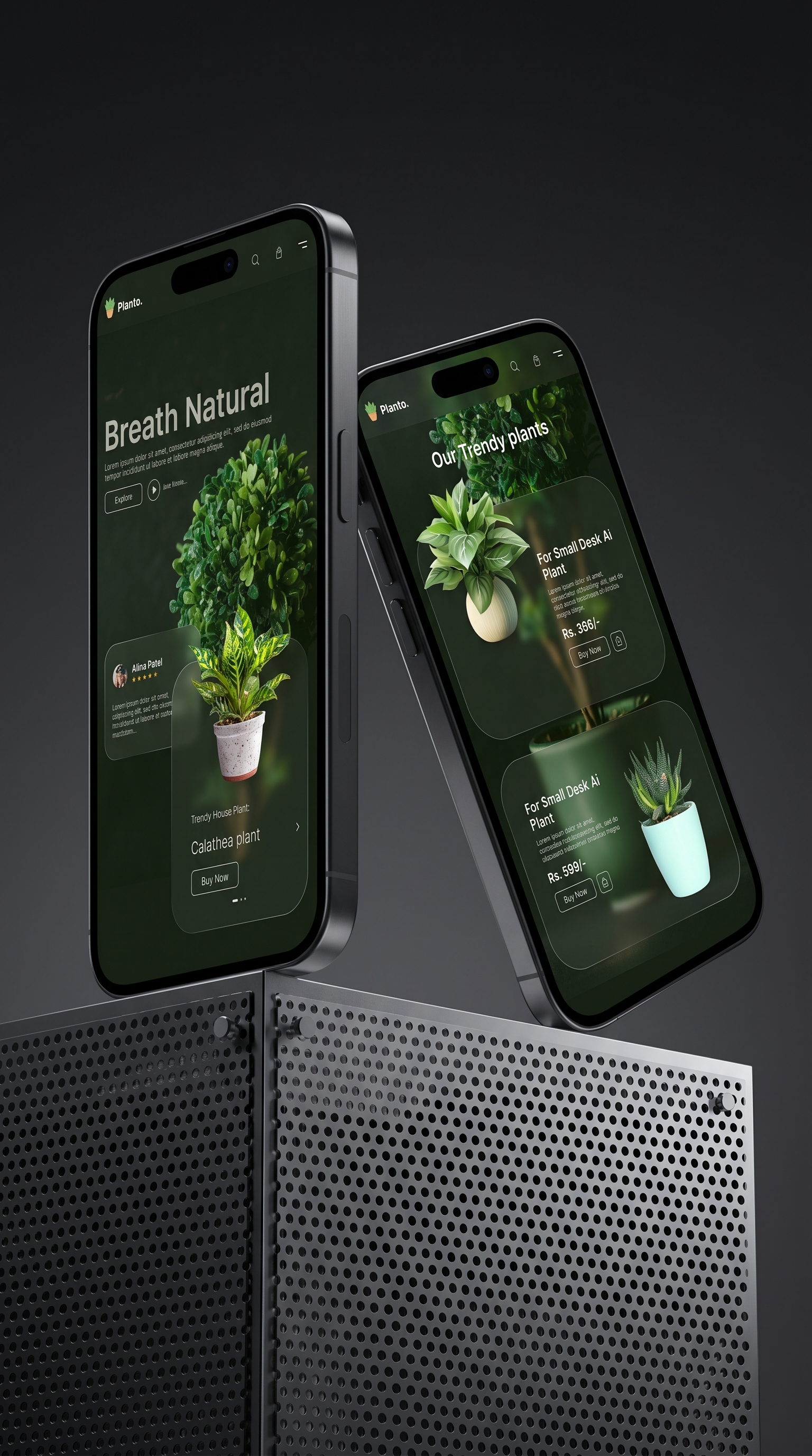 Planto landing page desktop design mockup
